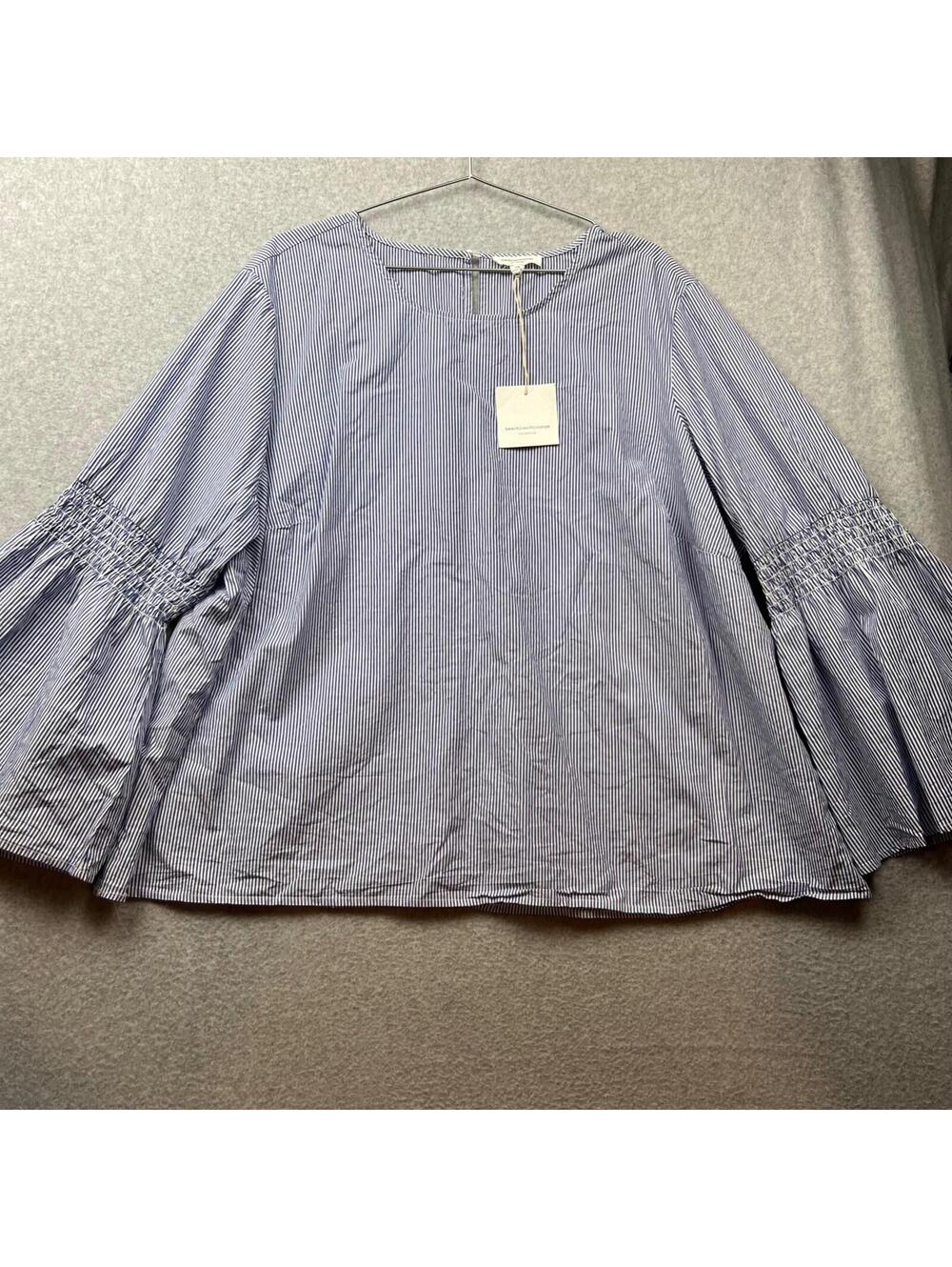 BeachLunchLounge Womens Blouse Plus 3X Bell Sleeve Top Nautical Causal